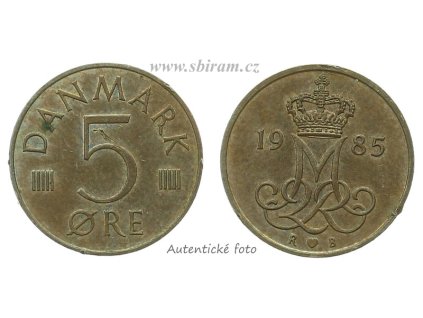 Dánsko, mince 5 Öre, 1985...viz autentické foto