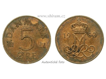Dánsko, mince 5 Öre, 1980...viz autentické foto