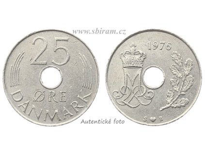 Dánsko, mince 25 Öre, 1976...viz autentické foto