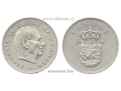Dánsko, mince 1 Krone, 1963...viz autentické foto