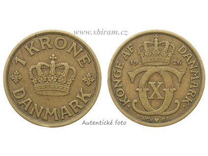 Dánsko, mince 1 Krone, 1926...viz autentické foto