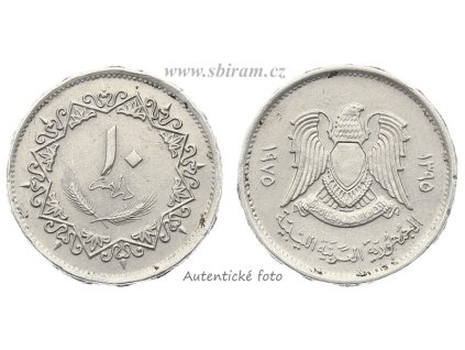 Libye, mince 10 Dirhamů, 1975...viz autentické foto