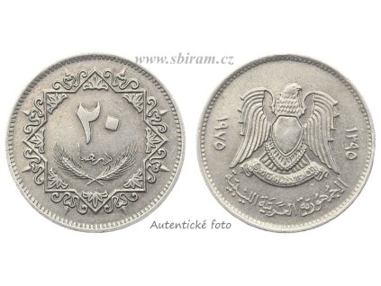 Libye, mince 20 Dirhamů, 1975...viz autentické foto