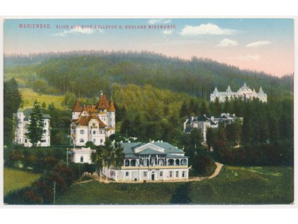 08 - Chebsko, Mariánské Lázně, Blick auf Cafe Bellevue u. Schloss Miramonte, cca 1911