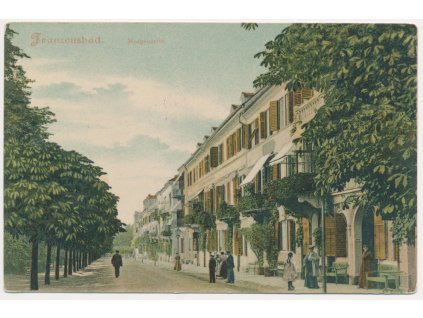 08 - Chebsko, Františkovy Lázně, oživená ulice, cca 1917