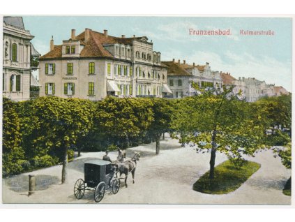 08 - Chebsko, Františkovy Lázně, Kulmerstrasse, koňský kočár na ulici, 1908