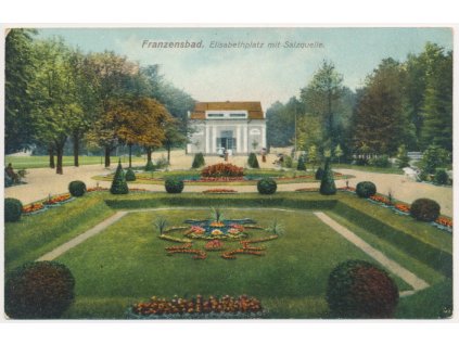 08 - Chebsko, Františkovy Lázně, Elisabethplatz mit Salzquelle, cca 1911