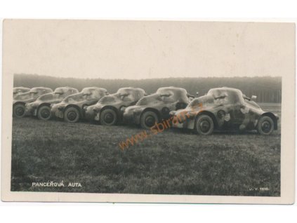 40 - Nymbursko, Milovice, pancéřová auta, tisk Tonografie, cca 1935
