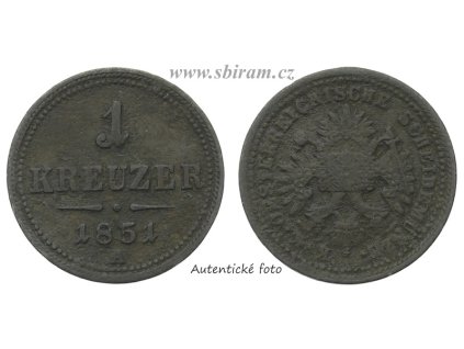 Rakousko - Uhersko, mince 1 Krejcar, 1851 A...viz autentické foto
