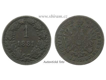 Rakousko - Uhersko, mince 1 Krejcar, 1881...viz autentické foto