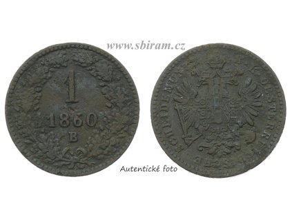 Rakousko - Uhersko, mince 1 Krejcar, 1860 B...viz autentické foto