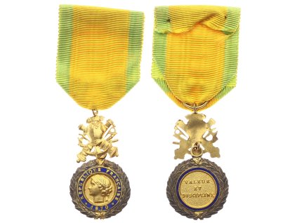 Francie, Médaille militaire (Vojenská medaile), zlacený bronz, stuha, stav 1/1/1