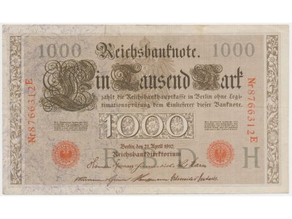 Německo, 1000 Marek, 1910, oběhový stav