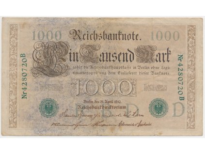 Německo, 1000 Marek, 1910, oběhový stav