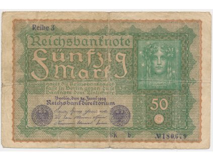 Německo, 50 Marek, 1919, série 3, oběhový stav