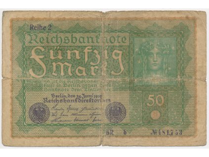 Německo, 50 Marek, 1919, série 2, oběhový stav