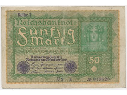 Německo, 50 Marek, 1919, série 1, oběhový stav