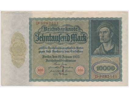 Německo, 10 000 Marek, 1922, oběhový stav