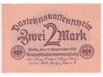 Německo, 2 Marky, 1922, stav 0