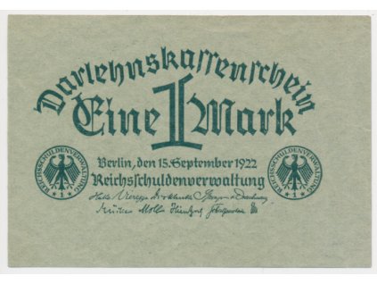 Německo, 1 Marka, 1922, stav 0
