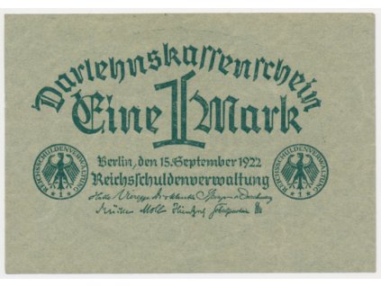 Německo, 1 Marka, 1922, stav 0