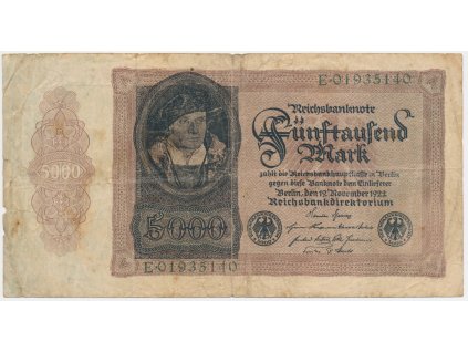Německo, 5 000 Marek, 1922, oběhový stav