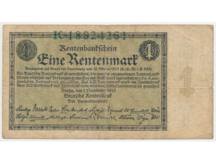 Německo, 1 Rentenmark, 1923, oběhový stav