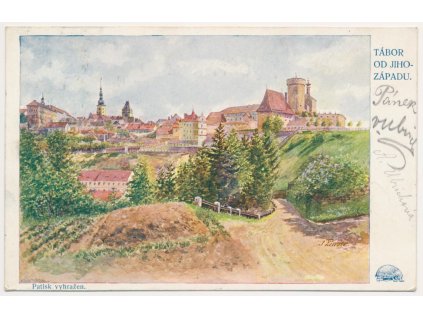 64 - Tábor, pohled na město od jiho-západu, prošlá poštou 1902