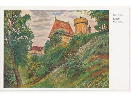 64 - Tábor, Kotnov, pohled na hrad, J. Fiala, cca 1936