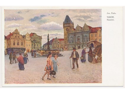 64 - Tábor, oživená partie z náměstí, J. Fiala, cca 1936