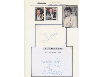 Štědroň Jiří (1942), český zpěvák, herec, sběratelský list s vl. podpisem