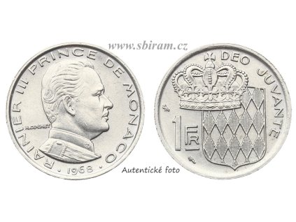 Monako, mince 1 Frank, 1968...viz autentické foto