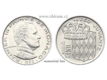Monako, mince 1 Frank, 1982...viz autentické foto