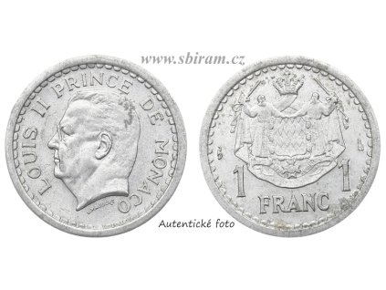 Monako, mince 1 Frank, 1943...viz autentické foto