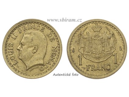 Monako, mince 1 Frank, 1945...viz autentické foto