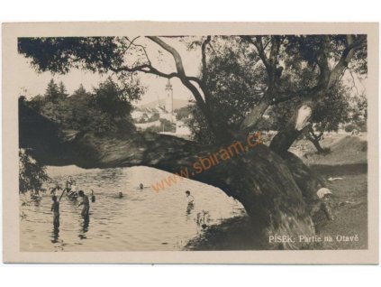 46 - Písek, oživená partie na Otavě, cca 1931