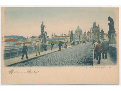 49 - Praha, Sv. Jan na Karlově mostě, oživená partie, cca 1900