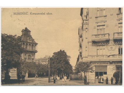 49 - Praha, Bubeneč, oživená Korunovační ulice, cca 1912