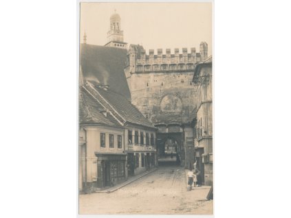 48 - Prachatice, oživená partie u Dolní brány, cca 1925