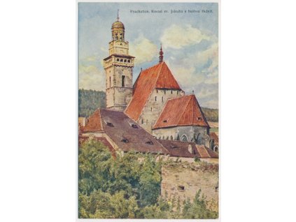 48 - Prachatice, Kostel sv. Jakuba s baštou Helvít, cca 1935