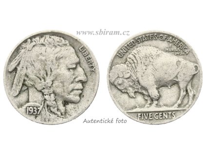 USA, mince 5 Cents, 1937...viz autentické foto