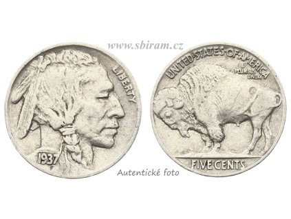 USA, mince 5 Cents, 1937...viz autentické foto