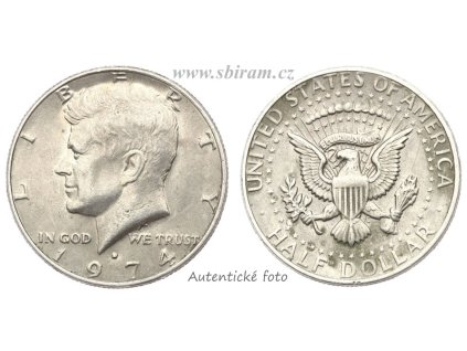 USA, mince 1/2 Dollar, 1974...viz autentické foto
