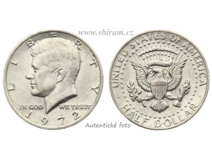 USA, mince 1/2 Dollar, 1972...viz autentické foto