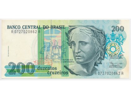 Brazílie, 200 Cruzeiros, 1990, stav UNC