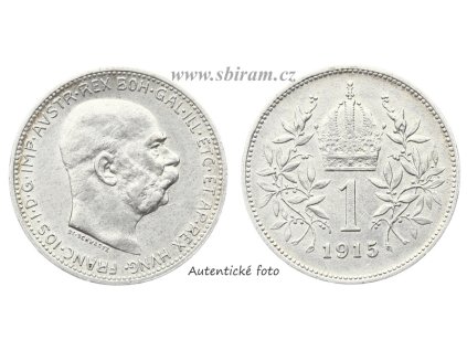Rakousko - Uhersko, Ag (stříbrná) mince 1 Koruna, 1915...viz autentické foto