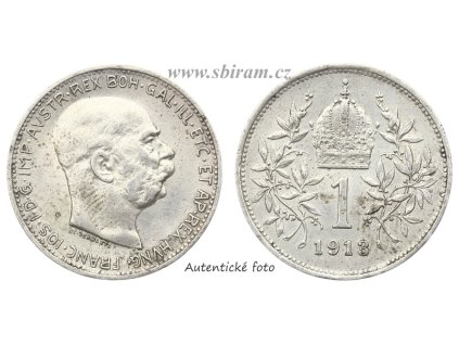 Rakousko - Uhersko, Ag (stříbrná) mince 1 Koruna, 1913...viz autentické foto