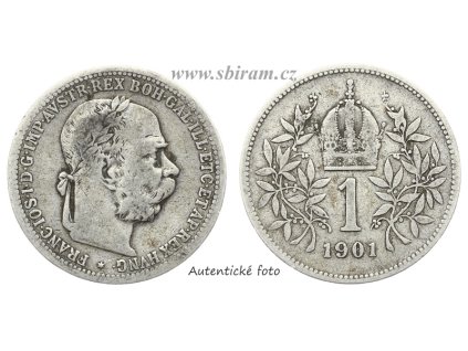 Rakousko - Uhersko, Ag (stříbrná) mince 1 Koruna, 1901...viz autentické foto