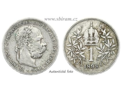 Rakousko - Uhersko, Ag (stříbrná) mince 1 Koruna, 1898...viz autentické foto