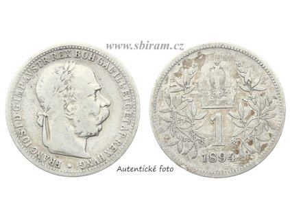 Rakousko - Uhersko, Ag (stříbrná) mince 1 Koruna, 1894...viz autentické foto